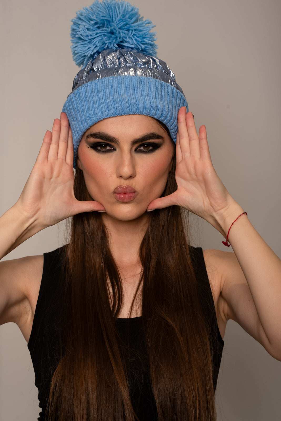 Metallic Puffer Blue Hat