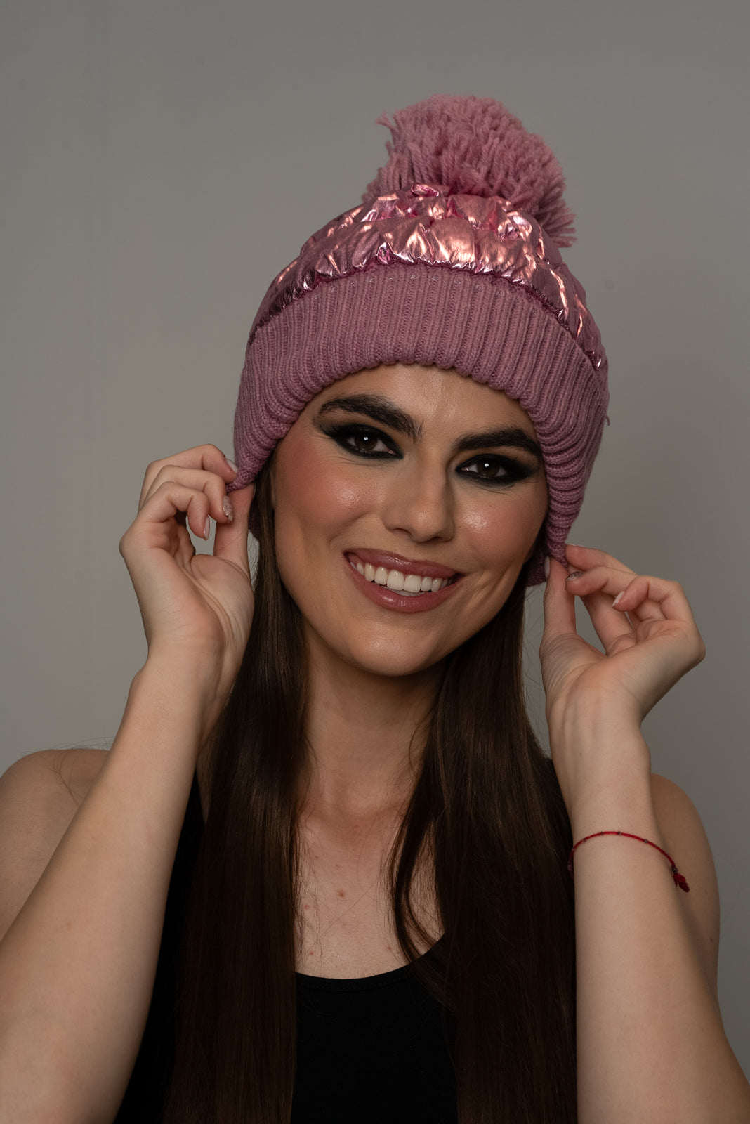 Metallic Puffer Pink Hat